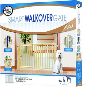 img 1 attached to 🐾 Four Paws Walk Over Wooden Dog Gate: Keep Your Pet Secure, 30-44" W by 18" H