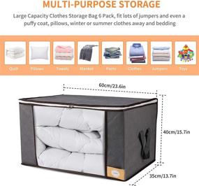 img 1 attached to 👕 Maximize Space & Keep Your Closet Neat: 90L Capacity Clothes and Blanket Storage Bag Organizer with Reinforced Handles and Thick Non-Woven Fabric - Ideal for Comforters, Blankets, Bedding - Foldable Breathable Closet Storage Bags