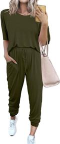 img 4 attached to 🩳 Stylish yet Comfortable: PRETTYGARDEN Women's Short Sleeve Pullover and Drawstring Long Pants Tracksuit Jogger Set