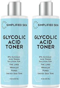 img 1 attached to 🌿 Glycolic Acid Toner 8% for Face - Exfoliating Facial Peel 8 oz (2 Pack) Simplified Skin: Alcohol-Free Anti-Aging & Acne Solution with AHA & Rosemary Extract - Makeup Remover