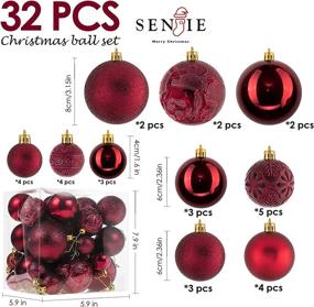 img 3 attached to 🎄 Burgundy Shatterproof Christmas Ball Ornaments: 32-Piece Set for Xmas Trees