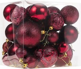 img 4 attached to 🎄 Burgundy Shatterproof Christmas Ball Ornaments: 32-Piece Set for Xmas Trees