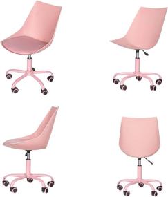 img 1 attached to 💺 Height Adjustable Swivel PU Leather Pink Home Office Desk Chair with Wheels for Fashionable Ergonomic Task and Computer Work