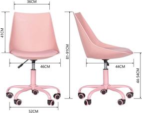 img 2 attached to 💺 Height Adjustable Swivel PU Leather Pink Home Office Desk Chair with Wheels for Fashionable Ergonomic Task and Computer Work