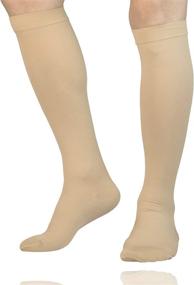 img 1 attached to MGANG Compression Socks, Closed Toe, 20-30 mmHg Graduated Compression Knee High Medical Support Stockings for Unisex with DVT, Pregnancy, Varicose Veins, Swelling, Edema, Shin Splints Relief - 1 Pair, Beige M