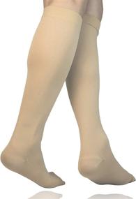 img 3 attached to MGANG Compression Socks, Closed Toe, 20-30 mmHg Graduated Compression Knee High Medical Support Stockings for Unisex with DVT, Pregnancy, Varicose Veins, Swelling, Edema, Shin Splints Relief - 1 Pair, Beige M