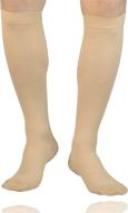 mgang compression socks, closed toe, 20-30 mmhg graduated compression knee high medical support stockings for unisex with dvt, pregnancy, varicose veins, swelling, edema, shin splints relief - 1 pair, beige m логотип