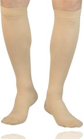 img 4 attached to MGANG Compression Socks, Closed Toe, 20-30 mmHg Graduated Compression Knee High Medical Support Stockings for Unisex with DVT, Pregnancy, Varicose Veins, Swelling, Edema, Shin Splints Relief - 1 Pair, Beige M