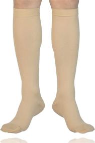 img 2 attached to MGANG Compression Socks, Closed Toe, 20-30 mmHg Graduated Compression Knee High Medical Support Stockings for Unisex with DVT, Pregnancy, Varicose Veins, Swelling, Edema, Shin Splints Relief - 1 Pair, Beige M