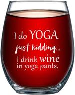 🍷 funny yoga pants wine glass - 15oz stemless wine glass - unique novelty gift idea for her, mom, wife, girlfriend, sister, best friend, bff - perfect birthday gifts for women логотип