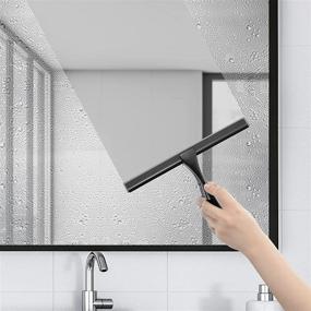 img 2 attached to HIWARE All-Purpose Shower Squeegee: Ultimate Cleaning Tool for Shower Doors, Bathroom, Window and Car Glass - Black, Stainless Steel, 10 Inches