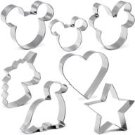 🌟 mickey & minnie mouse unicorn dinosaur heart star cookie cutter set for kids - high-quality stainless steel mold for cakes, biscuits, and sandwiches logo