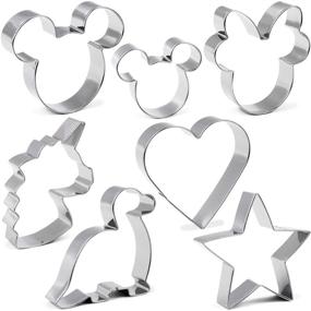 img 4 attached to 🌟 Mickey & Minnie Mouse Unicorn Dinosaur Heart Star Cookie Cutter Set for Kids - High-Quality Stainless Steel Mold for Cakes, Biscuits, and Sandwiches