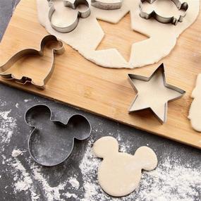 img 1 attached to 🌟 Mickey & Minnie Mouse Unicorn Dinosaur Heart Star Cookie Cutter Set for Kids - High-Quality Stainless Steel Mold for Cakes, Biscuits, and Sandwiches