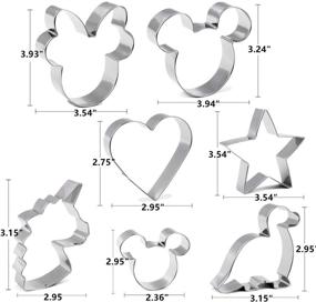 img 2 attached to 🌟 Mickey & Minnie Mouse Unicorn Dinosaur Heart Star Cookie Cutter Set for Kids - High-Quality Stainless Steel Mold for Cakes, Biscuits, and Sandwiches