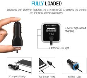 img 2 attached to 🔌 GEMBONICS Apple Certified iPhone Lightning Car Charger for iPhone 12, 11, X, XR, XS, 8, 8 Plus, 7, 7 Plus, 6S, 6S Plus, 6 Plus, SE, 5S, iPad Pro, iPad Air 2, Mini 4 with Extra USB Port (Black)" - "GEMBONICS Apple Certified iPhone Lightning Car Charger for iPhone 12, 11, X, XR, XS, 8, 8 Plus, 7, 7 Plus, 6S, 6S Plus, 6 Plus, SE, 5S, iPad Pro, iPad Air 2, Mini 4 with Additional USB Port (Black)