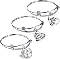 🍎 lauhonmin 3pcs teacher gifts expandable bangle bracelets set - inspiring little minds with a big heart logo