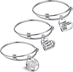 img 4 attached to 🍎 Lauhonmin 3PCS Teacher Gifts Expandable Bangle Bracelets Set - Inspiring Little Minds with a Big Heart