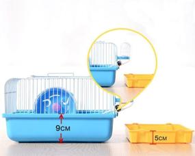 img 1 attached to Misyue Portable Hamster Cage Carrier with Water Bottle, Wheels, and Food Feeder - Blue