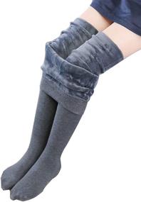 img 1 attached to 👖 Fashionable and Cozy: Govc Girls' Winter Warm Fleece Lined Elastic Waist Velvet Stretchy Thick Leggings