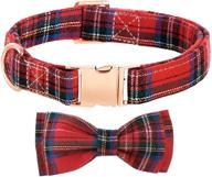 🐶 cute dog collar | soft cotton collar with bow tie | plaid design, metal quick-release buckle | adjustable for small, medium & large dogs logo