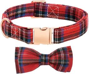 img 4 attached to 🐶 Cute Dog Collar | Soft Cotton Collar with Bow Tie | Plaid Design, Metal Quick-Release Buckle | Adjustable for Small, Medium & Large Dogs