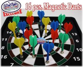 img 1 attached to 🎯 Matty's Toy Stop Magnetic Replacement Darts Set - Deluxe 16 Piece with Plastic Wings in Red, Blue, Green & Yellow - Exclusive