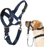 🐶 barkless dog head collar: padded, adjustable no-pull halter with training guide - stop pulling and choking on walks logo