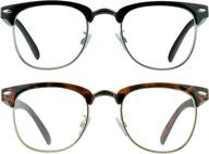 👓 vintage classic semi rimless prosport reading glasses combo for men and women - 2 pairs logo