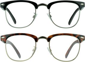 img 4 attached to 👓 Vintage Classic Semi Rimless proSPORT Reading Glasses Combo for Men and Women - 2 Pairs