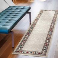 поднимите уровень своего декора дома с помощью ковров antep rugs alfombras modern bordered 2x7 безопасных для пола внутри помещения (бежевый, 2' x 7') логотип