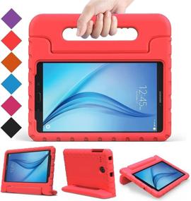 img 4 attached to 🔴 BMOUO Kids Case for Samsung Galaxy Tab E 8.0 inch - EVA Shockproof Cover with Handle Stand for Samsung Galaxy TabE 8-inch Tablet - Red