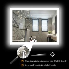 img 2 attached to 🔆 Enhance Your Bathroom Experience with our 36x36 Inch LED Backlit Wall Mounted Square Mirror with Defogger and Dimmable Touch Button