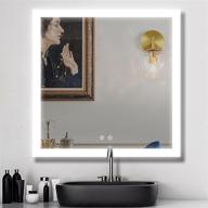 🔆 enhance your bathroom experience with our 36x36 inch led backlit wall mounted square mirror with defogger and dimmable touch button logo