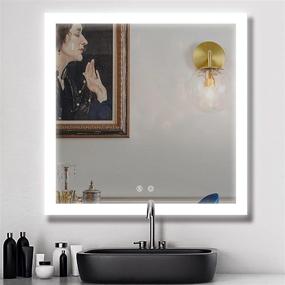 img 4 attached to 🔆 Enhance Your Bathroom Experience with our 36x36 Inch LED Backlit Wall Mounted Square Mirror with Defogger and Dimmable Touch Button