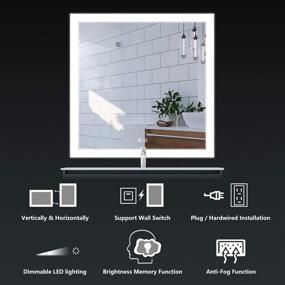 img 3 attached to 🔆 Enhance Your Bathroom Experience with our 36x36 Inch LED Backlit Wall Mounted Square Mirror with Defogger and Dimmable Touch Button