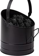 ashbuck-blk large fire place ash bucket & pellet bucket - enhanced black design logo