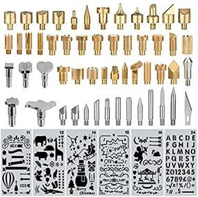 img 3 attached to 🔥 Versatile 60 pcs Wood Burning Tips Set with Stencils - Pyrography Kit for Wood Burning, Carving, Embossing & Soldering - Includes 54 Assorted Tips, Alphabet Numbers Symbols Stamps, and 6 Stencils