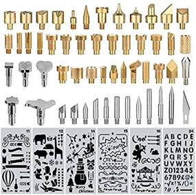 img 1 attached to 🔥 Versatile 60 pcs Wood Burning Tips Set with Stencils - Pyrography Kit for Wood Burning, Carving, Embossing & Soldering - Includes 54 Assorted Tips, Alphabet Numbers Symbols Stamps, and 6 Stencils