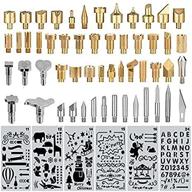 🔥 versatile 60 pcs wood burning tips set with stencils - pyrography kit for wood burning, carving, embossing & soldering - includes 54 assorted tips, alphabet numbers symbols stamps, and 6 stencils logo