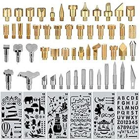 img 4 attached to 🔥 Versatile 60 pcs Wood Burning Tips Set with Stencils - Pyrography Kit for Wood Burning, Carving, Embossing & Soldering - Includes 54 Assorted Tips, Alphabet Numbers Symbols Stamps, and 6 Stencils