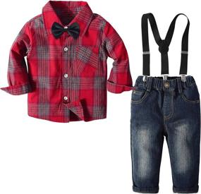 img 4 attached to 👔 Yilaku Twin Piece Outfit with Suspender Sleeves for Boys in Clothing Sets