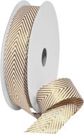 🎀 premium morex ribbon herringbone metallic ribbon in white/gold - 7/8" x 25 yd: perfect for crafting & decorating logo