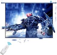 🎥 ultimate 100 inch motorized projector screen: remote control, wrinkle-free, 3d/hd, perfect for home theater, office, and classroom in hanging/wall/ceiling mount logo