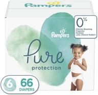 подгузники pampers pure protection размер 6, 66 штук - гипоаллергенные и без запаха детские подгузники в огромной упаковке (старая версия) логотип