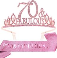 👑 70th birthday gifts for women: pink tiara, sash & decorations логотип