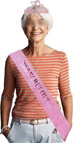 img 1 attached to 👑 70th Birthday Gifts for Women: Pink Tiara, Sash & Decorations