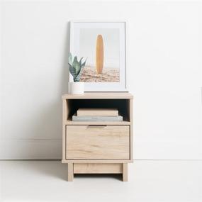 img 3 attached to Signature Design by Ashley Oliah Natural Brown Modern One Drawer Night Stand, Light Brown - Stylish and Functional Bedside Storage Solution