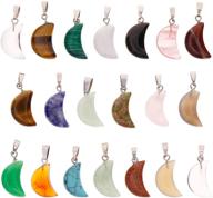 wholesale set of 20 crescent moon shaped crystal chakra healing point reiki charms for diy necklace jewelry making, in assorted colors - keyzone logo