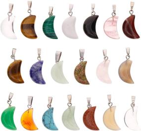 img 4 attached to Wholesale Set of 20 Crescent Moon Shaped Crystal Chakra Healing Point Reiki Charms for DIY Necklace Jewelry Making, in Assorted Colors - KeyZone